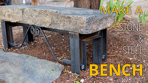 Stone and steel garden seat