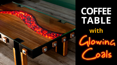 DIY realistic hot glowing coals with resin - make a unique coffee table in timber and steel