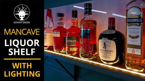Mancave liquor shelf with LED lighting